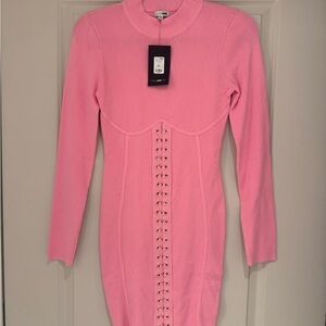 Fashion Nova Pink Long Sleeve Dress